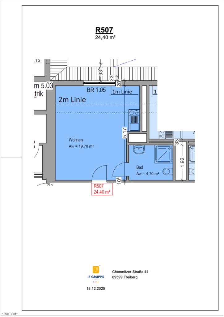 Grundriss Wohnung Einheit 507 im Objekt Chemnitzer Straße 44