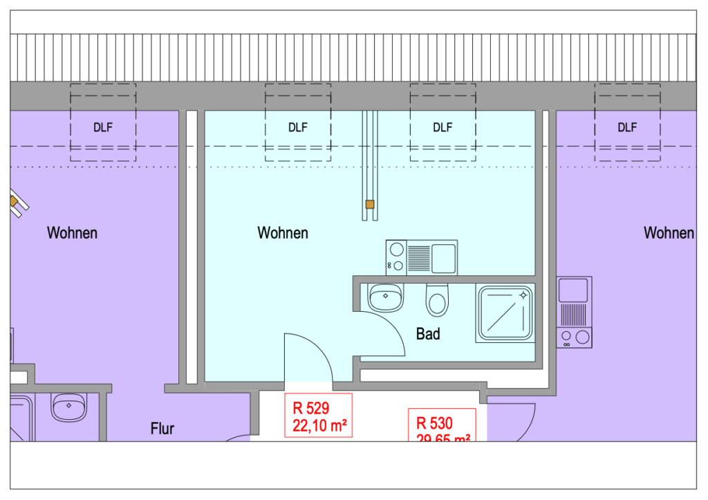 Grundriss Wohnung Einheit 529 im Objekt Chemnitzer Straße 44