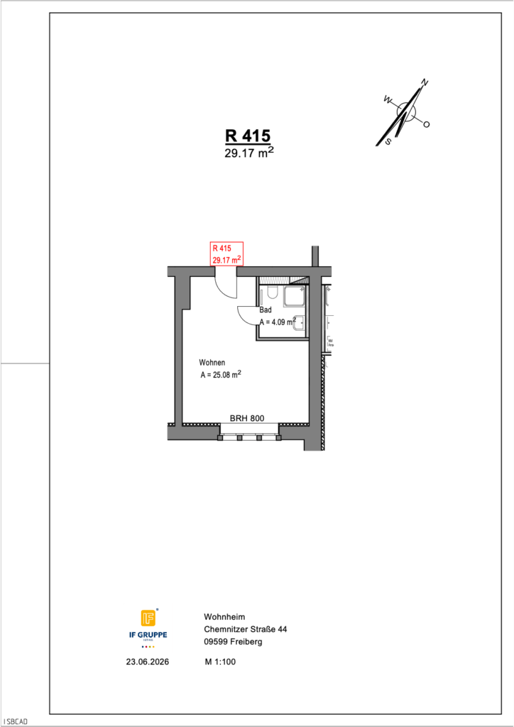 Grundriss Wohnung Einheit 415 im Objekt Chemnitzer Straße 44