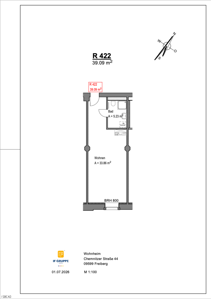 Grundriss Wohnung Einheit 422 im Objekt Chemnitzer Straße 44