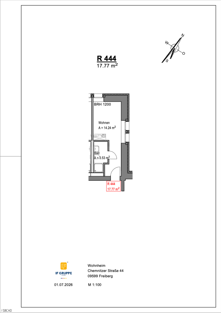 Grundriss Wohnung Einheit 444 im Objekt Chemnitzer Straße 44