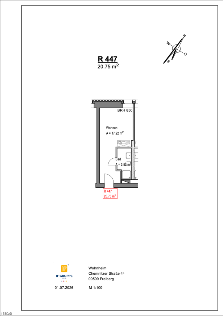 Grundriss Wohnung Einheit 447 im Objekt Chemnitzer Straße 44