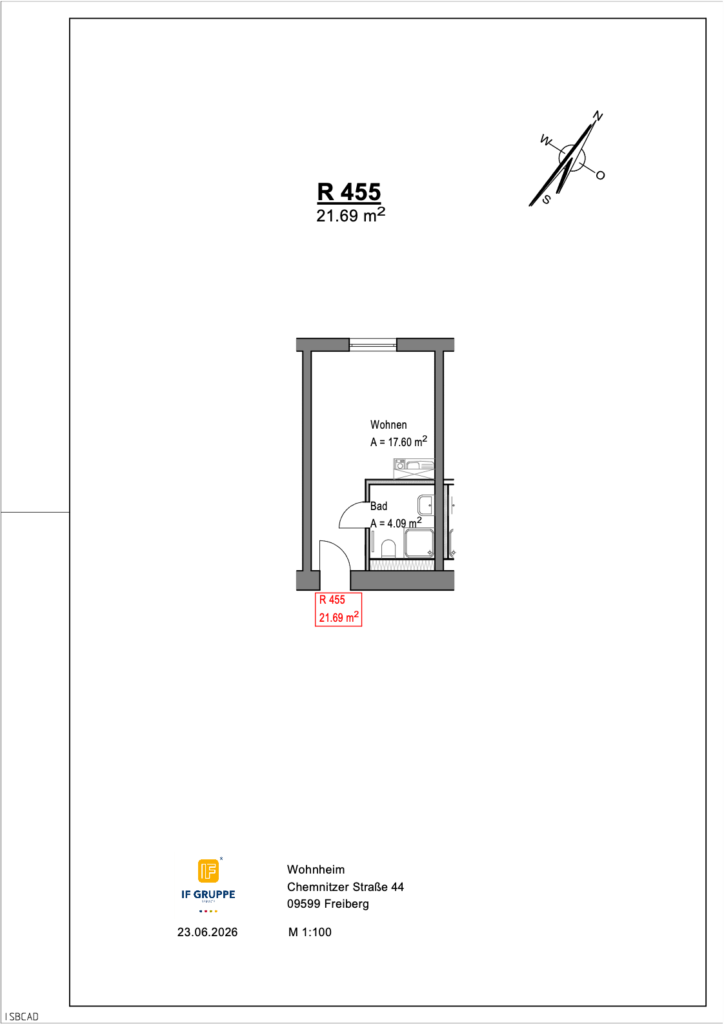 Grundriss Wohnung Einheit 455 im Objekt Chemnitzer Straße 44