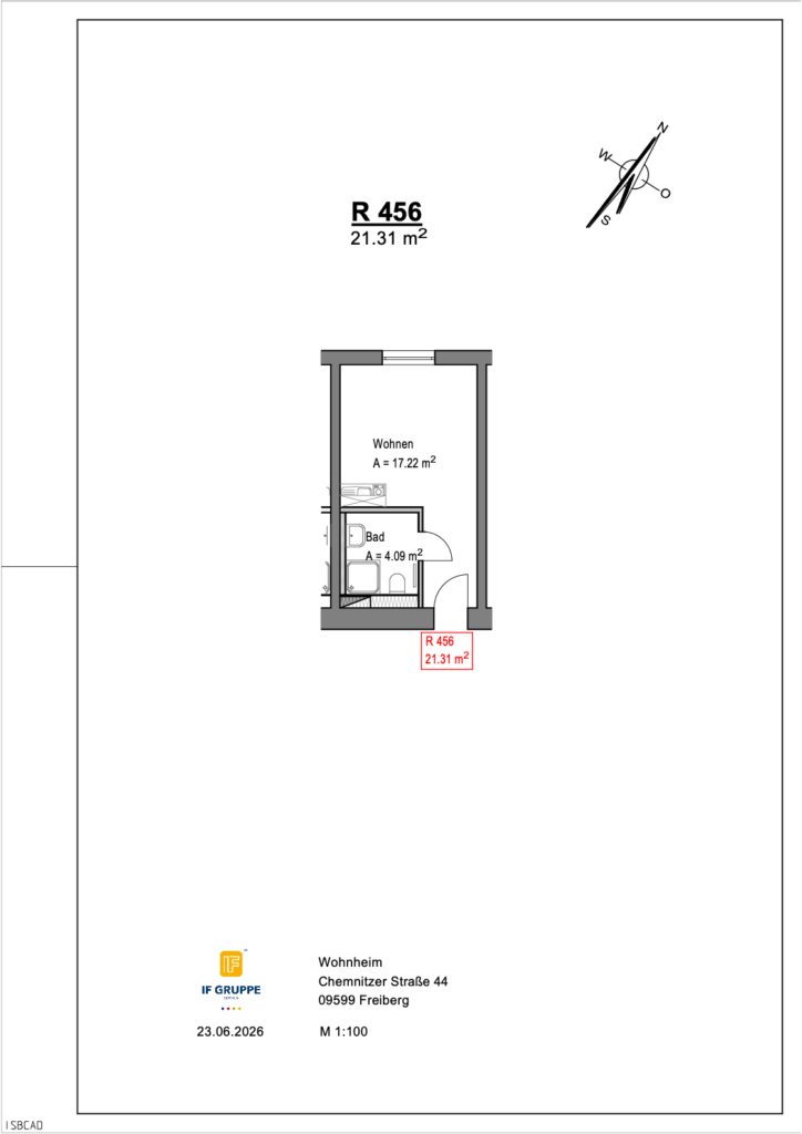 Grundriss Wohnung Einheit 456 im Objekt Chemnitzer Straße 44