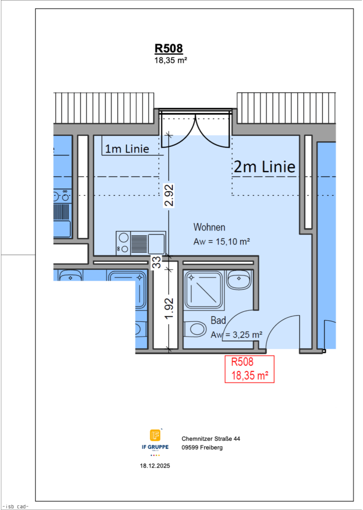 Grundriss Wohnung Einheit 508 im Objekt Chemnitzer Straße 44