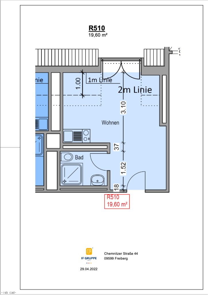 Grundriss Wohnung Einheit 510 im Objekt Chemnitzer Straße 44