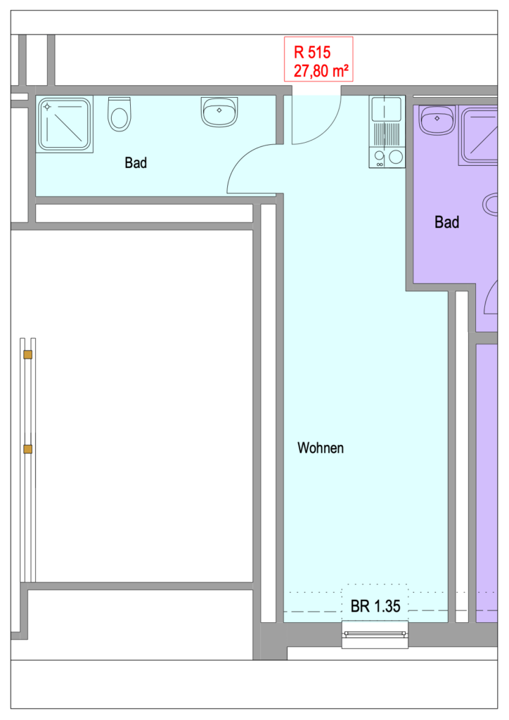 Grundriss Wohnung Einheit 515 im Objekt Chemnitzer Straße 44