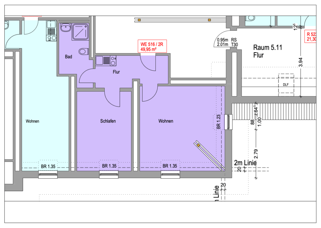 Grundriss Wohnung Einheit 516 im Objekt Chemnitzer Straße 44