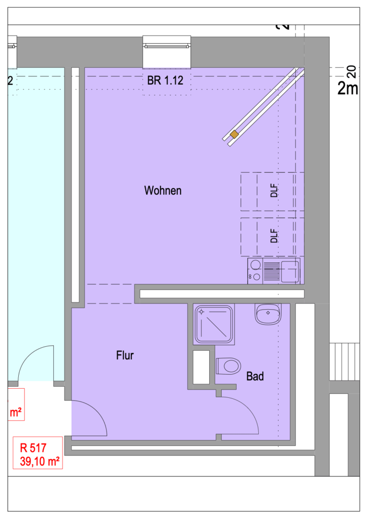 Grundriss Wohnung Einheit 517 im Objekt Chemnitzer Straße 44