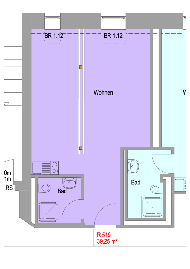 Grundriss Wohnung Einheit 519 im Objekt Chemnitzer Straße 44