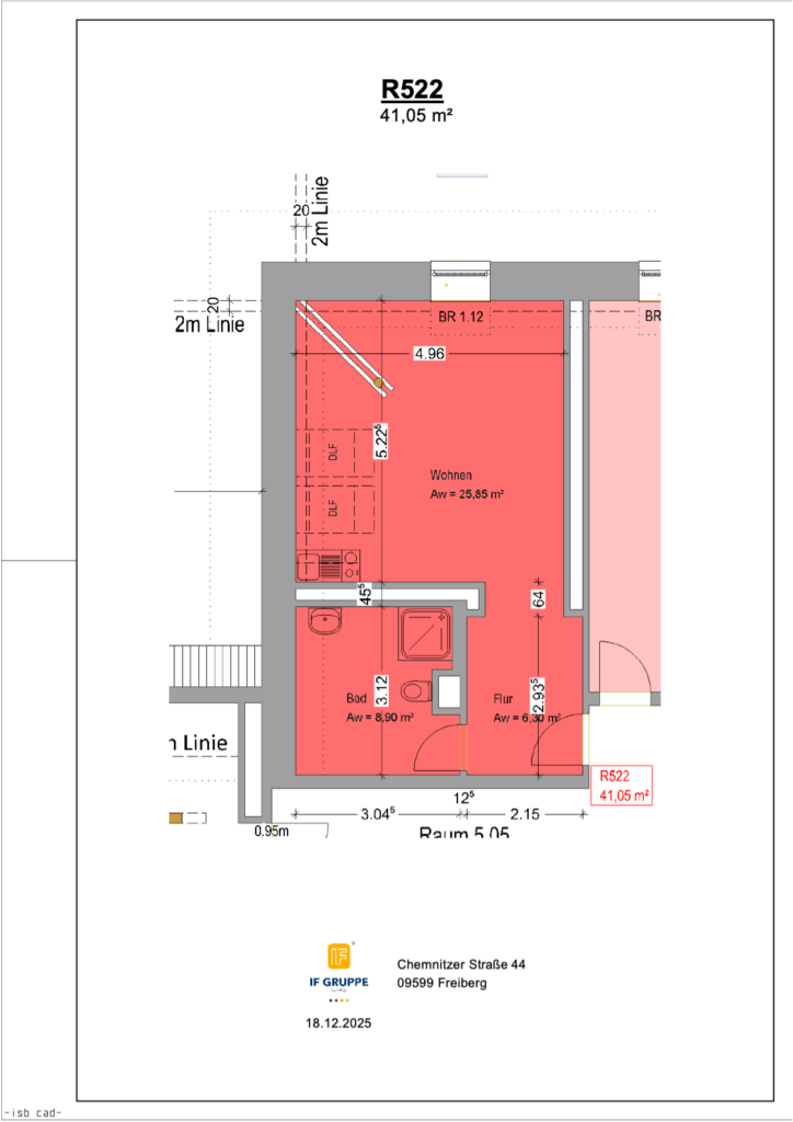 Grundriss Wohnung Einheit 522 im Objekt Chemnitzer Straße 44