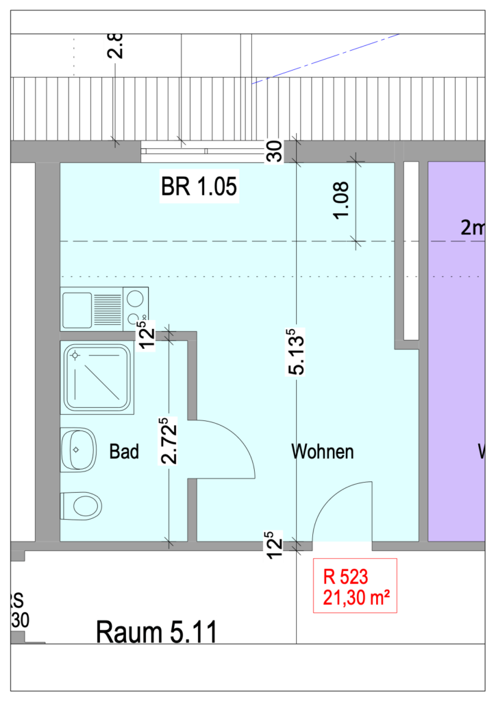 Grundriss Wohnung Einheit 523 im Objekt Chemnitzer Straße 44