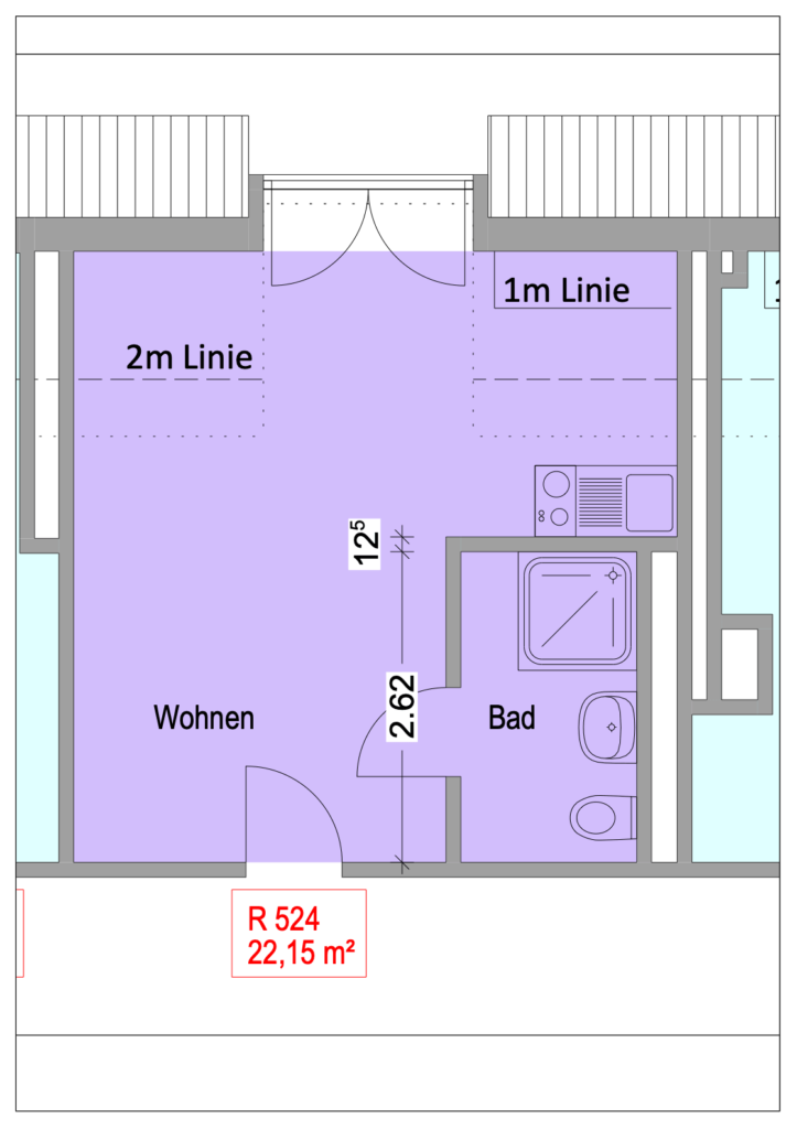 Grundriss Wohnung Einheit 524 im Objekt Chemnitzer Straße 44