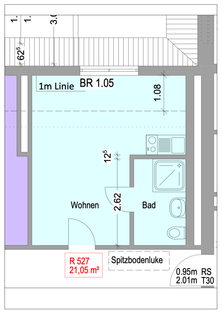 Grundriss Wohnung Einheit 527 im Objekt Chemnitzer Straße 44