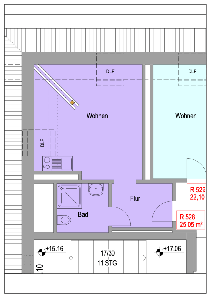 Grundriss Wohnung Einheit 528 im Objekt Chemnitzer Straße 44