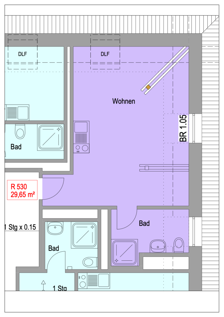 Grundriss Wohnung Einheit 530 im Objekt Chemnitzer Straße 44
