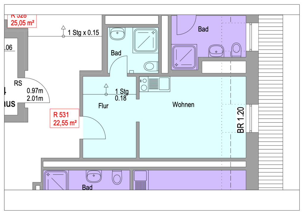 Grundriss Wohnung Einheit 531 im Objekt Chemnitzer Straße 44