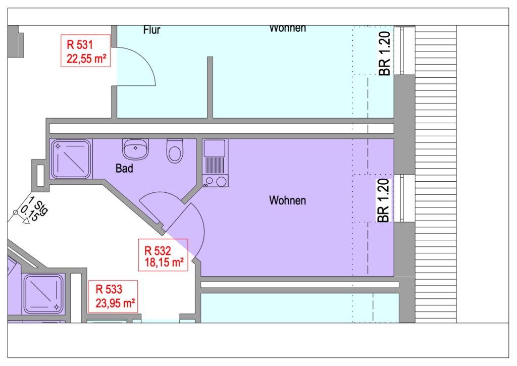 Grundriss Wohnung Einheit 532 im Objekt Chemnitzer Straße 44