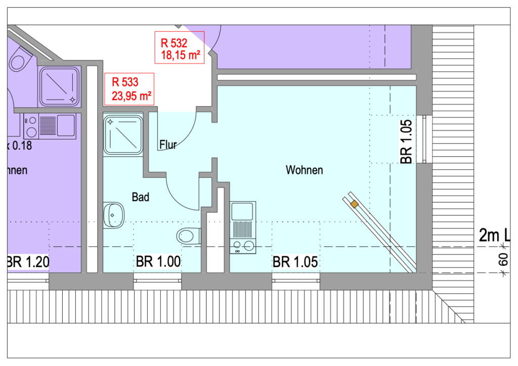 Grundriss Wohnung Einheit 533 im Objekt Chemnitzer Straße 44