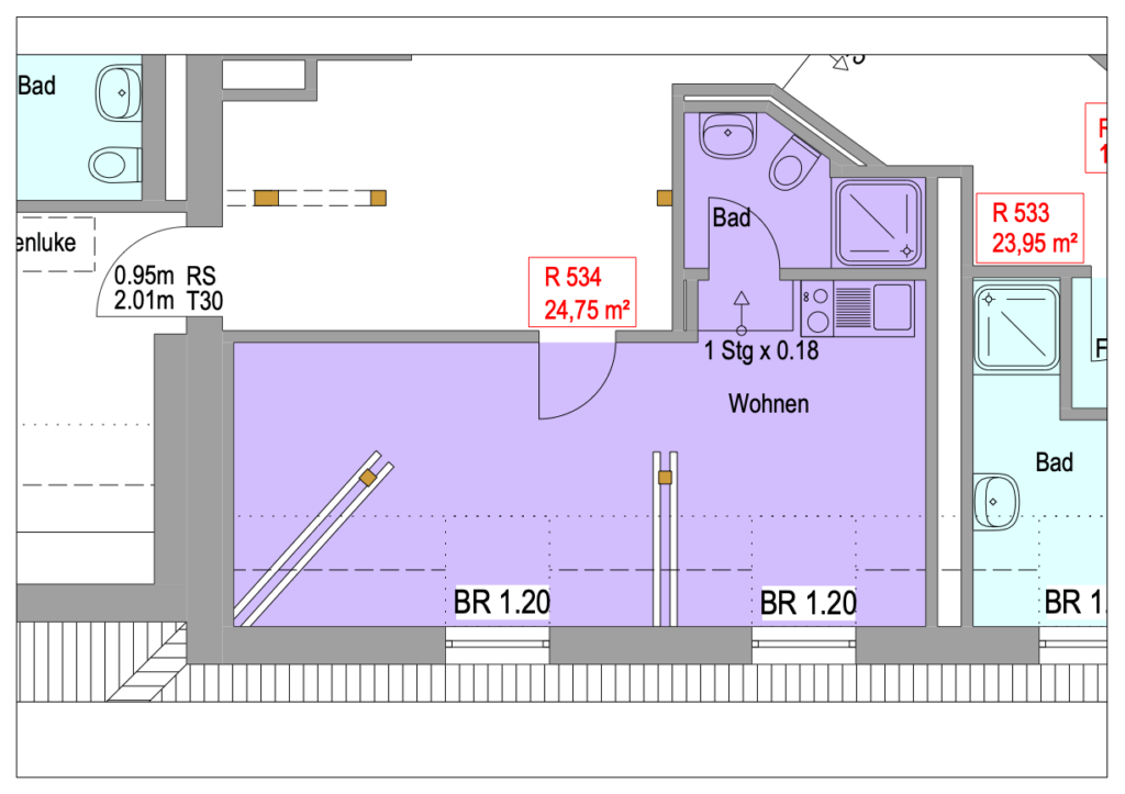 Grundriss Wohnung Einheit 534 im Objekt Chemnitzer Straße 44
